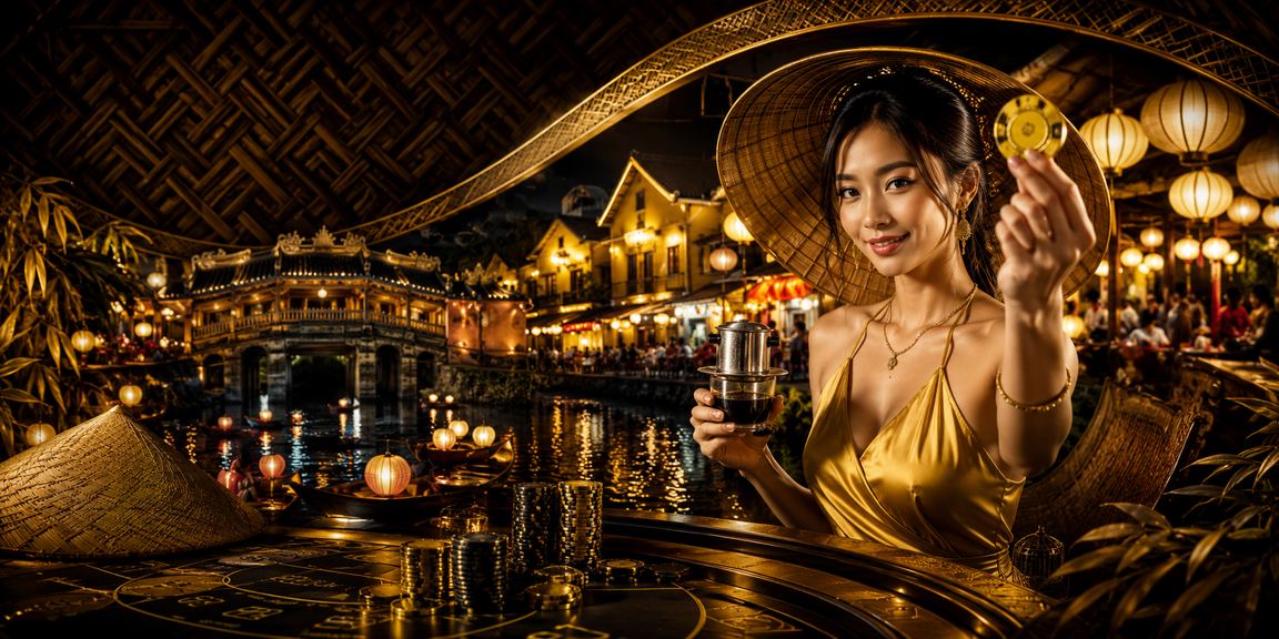 Người chơi tìm hiểu quy định cá cược tại khu phố cổ Hội An đội nón lá